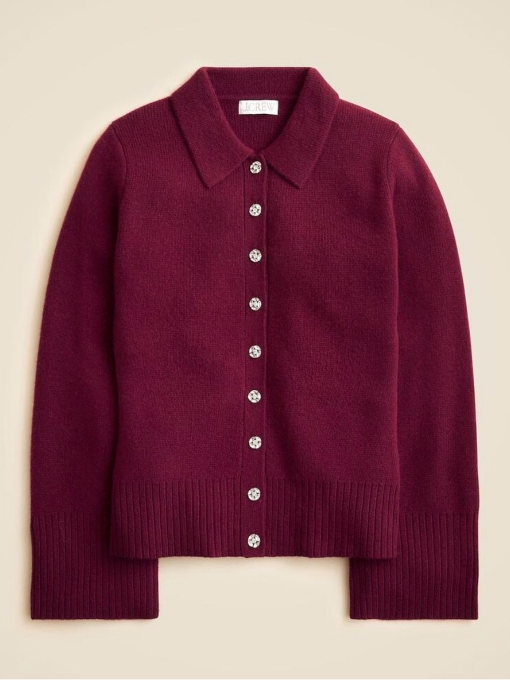 J. Crew Women's Burgundy Polo Collar Button-Front Cardigan